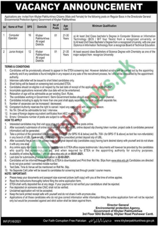 Environmental Protection Agency Peshawar Jobs (1)