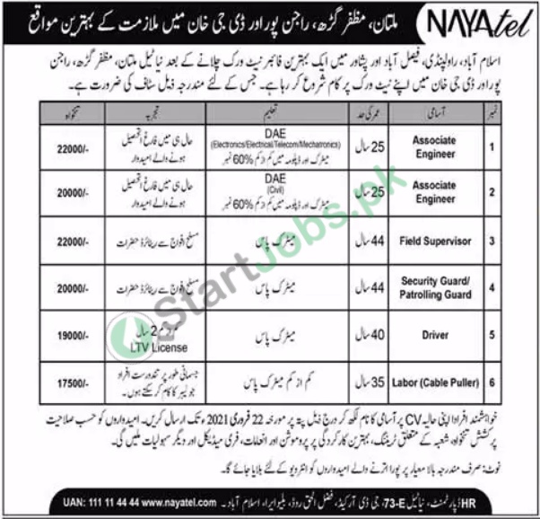 Nayatel Jobs 2021 Islamabad / Rawalpindin Apply Online Latest
