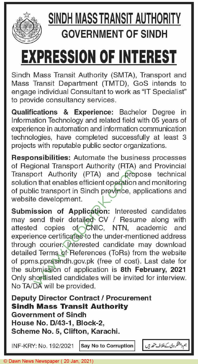 Transport & Mass Transit Department Sindh Jobs 2021 (1)